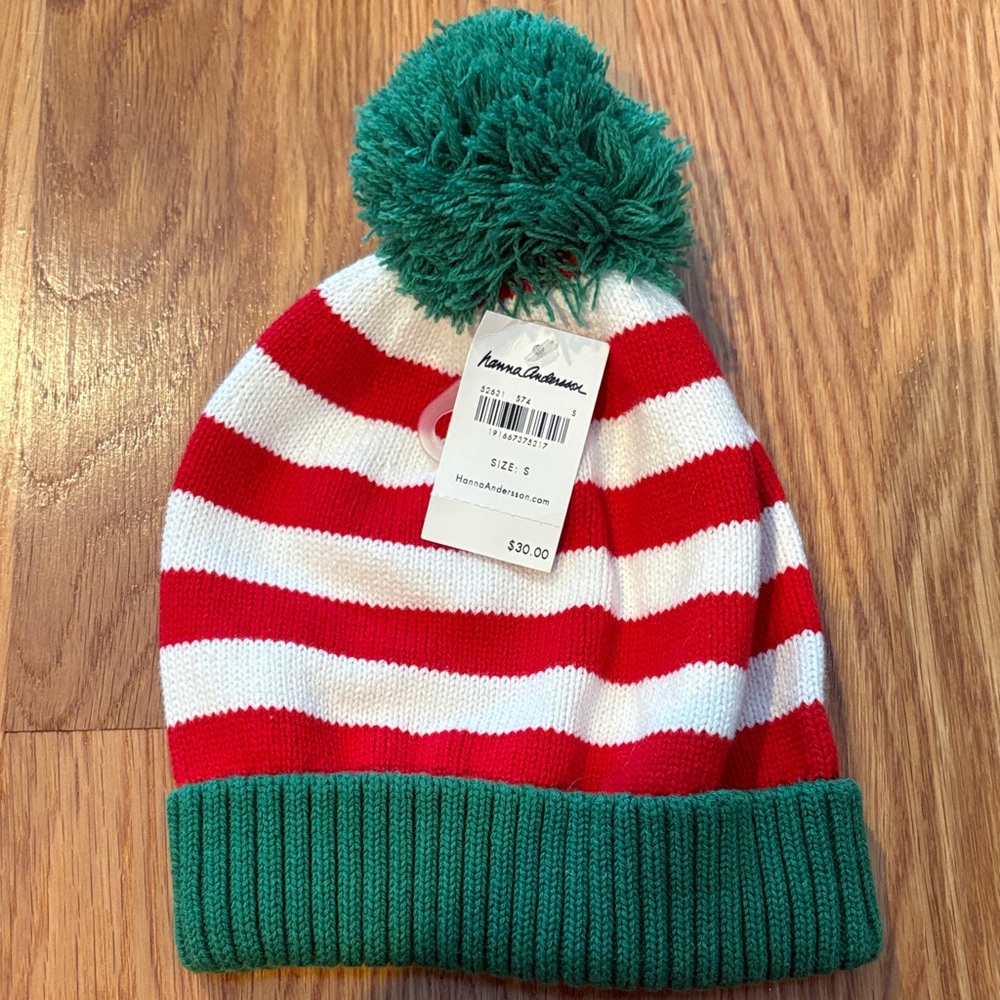 Hanna Andersson Red and Green Striped Kids Beanie